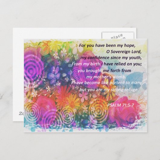 Bloem en Bijbel vers "Roos en lui" Briefkaart (Voorkant / Achterkant)