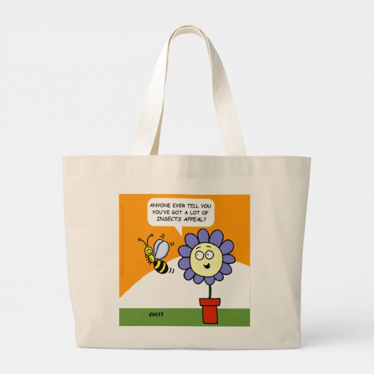 Bloem- en bijenkunst Cartoon snijdt beroep grappig Grote Tote Bag (Achterkant)