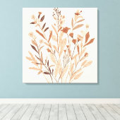 Bloem en Blad – Minimaal Boho Botanisch Kunst aan Canvas Afdruk (Insitu (Houten vloer))