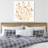 Bloem en Blad – Minimaal Boho Botanisch Kunst aan Canvas Afdruk (Insitu (Slaapkamer))