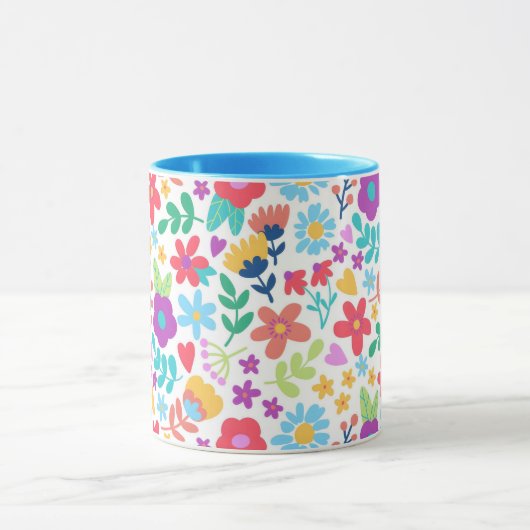 Bloem en blad Print Moderne Koffie Mokken (Midden)