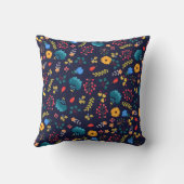 Bloem en blad Print zwart Gooi kussen (Achterkant)