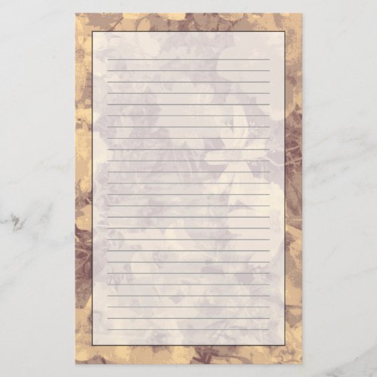 Bloem- en bladcamouflage op beige briefpapier (Voorkant)
