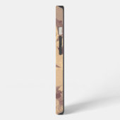 Bloem- en bladcamouflage op beige iPhone hoesje (Linkerkant)