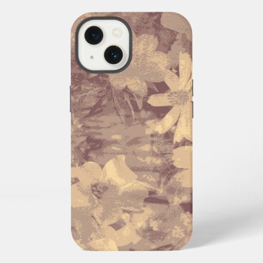 Bloem- en bladcamouflage op beige iPhone hoesje (Achterkant)