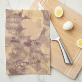 Bloem- en bladcamouflage op beige theedoek (Quarter Fold)
