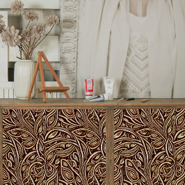 Bloem en bladeren Scrolls in hout Decoupage Tissuepapier