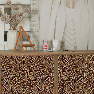 Bloem en bladeren Scrolls in hout Decoupage Tissuepapier