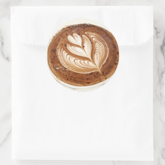 Bloem- en bladerkoffie ronde sticker (Tas)