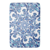 Bloem- en bladmandala in blauwvintonijn badmat (Voorkant Verticaal)