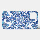 Bloem- en bladmandala in blauwvintonijn Case-Mate iPhone case (Achterkant (horizontaal))