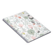 Bloem- en bladpatroon in tropisch groen en roze notitieboek (Rechterzijde)