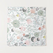 Bloem- en bladpatroon in tropisch groen en roze wandkleed (Voorkant (horizontaal))