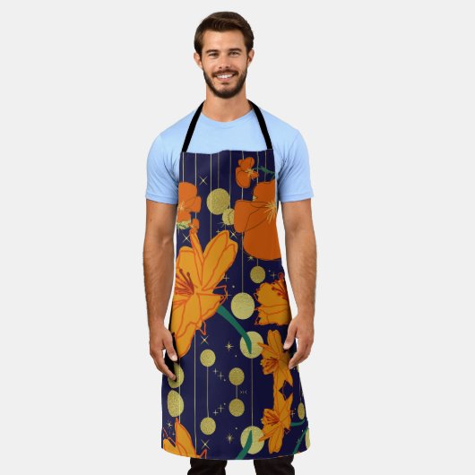 bloem en blauw schort (Gedragen)