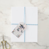bloem en blauwe vlinder cadeaulabel (Met Touw)
