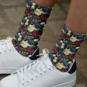 Bloem- en bloem-Waterverf Roos Winter Sokken