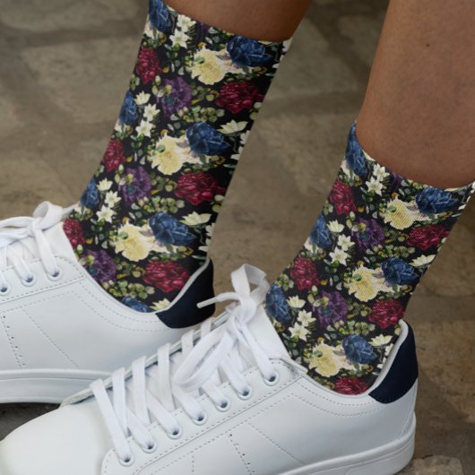 Bloem- en bloem-Waterverf Roos Winter Sokken