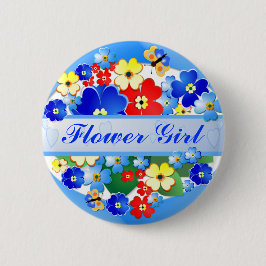 Bloem- en botervliegen ~ Bloemenmeisje-Button Ronde Button 5,7 Cm