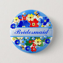 Bloem- en botervliegen ~ Bridesmaïde Button