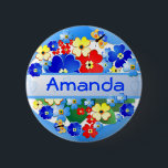 Bloem- en botervliegen ~ Naam Button<br><div class="desc">Heldere en mooie bloemen en vlinders met ruimte voor tekst,  verander dit naar wens.</div>