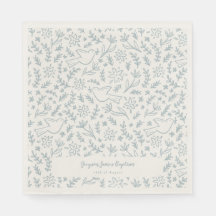 Bloem- en christelijke symbolen lunchnapkins blauw