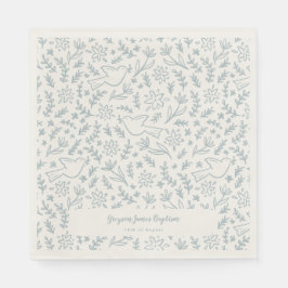 Bloem- en christelijke symbolen lunchnapkins blauw servet