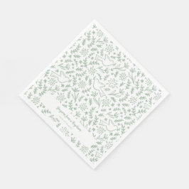 Bloem- en christelijke symbolen lunchnapkins groen servet