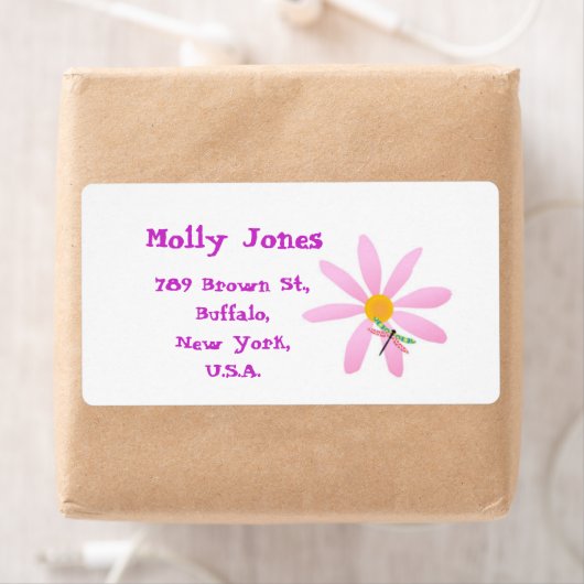 Bloem- en Dragonfly-sticketiket Etiket (Insitu)