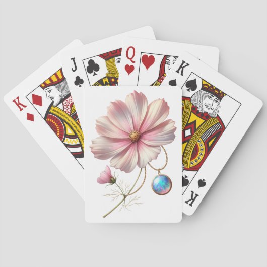 Bloem en edelsteen van oktober  pokerkaarten (Achterkant)