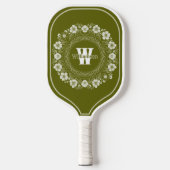 Bloem en filigraan Light Olive Monogramed Pickleball Paddle (Voorkant)