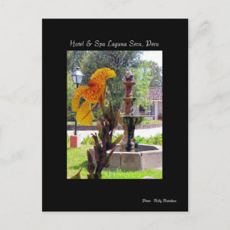 Bloem en fontein, Hotel & Spa Laguna Seca, Peru Briefkaart