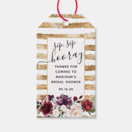 Bloem en Goud Sip Sip Hoera Bruidsuitnodiging Favo Cadeaulabel