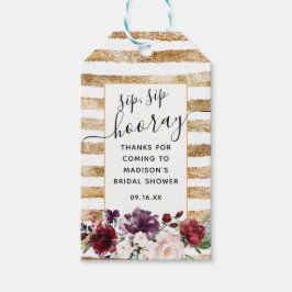 Bloem en Goud Sip Sip Hoera Bruidsuitnodiging Favo Cadeaulabel