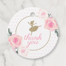 Bloem en gouden ballerina bedank favor