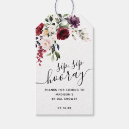 Bloem- en gouden Sip Sip Hooray Favor Bruidsdouche Cadeaulabel