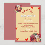 Bloem- en Hart Babyshower Uitnodiging (Voorkant / Achterkant)