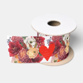Bloem- en Hart Romantisch Bloemendesign Satijnen Lint (Spoel)