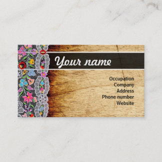 Bloem en houtnamecard visitekaartje