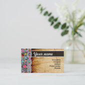 Bloem en houtnamecard visitekaartje (Staand voorkant)