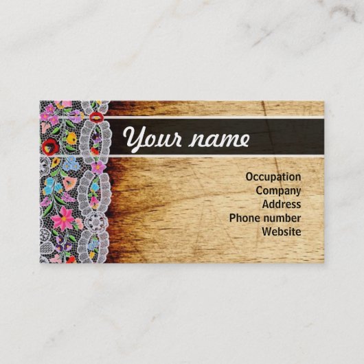 Bloem en houtnamecard visitekaartje (Voorkant)