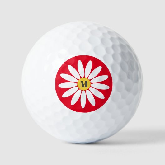 Bloem en initiaal Rood Golfballen (Voorkant)