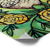 Bloem en kip illustratie kippen poster (Hoek)