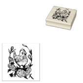 Bloem en kip illustratie kippen rubberstempel (Gestempeld)