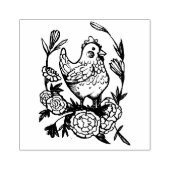 Bloem en kip illustratie kippen rubberstempel (Afrduk)