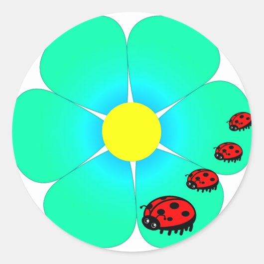 Bloem en lieveheersbeestjes stickers (Voorkant)