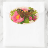  Bloem en Moth Ovale Sticker (Tas)