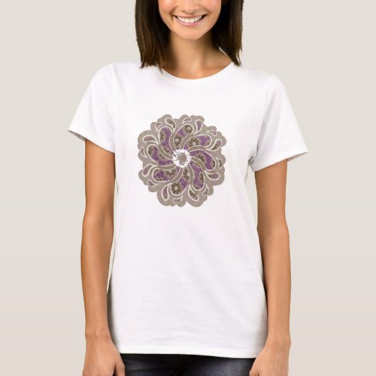 Bloem- en neusdoorn/paarse bovenzijde t-shirt (Voorkant)