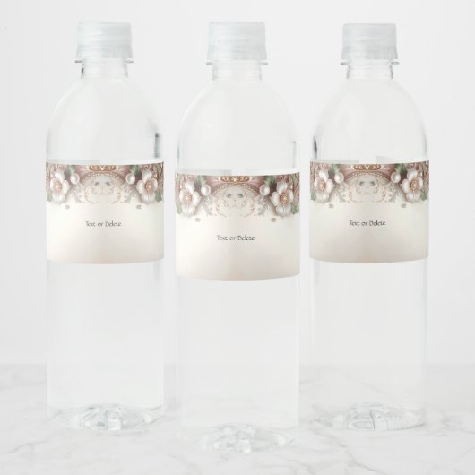 Bloem- en parelversiering Waterfleslabel Waterfles Etiket (Flessen)
