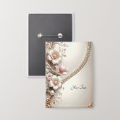 Bloem- en parelversieringen knoop button (Voorkant / Achterkant)