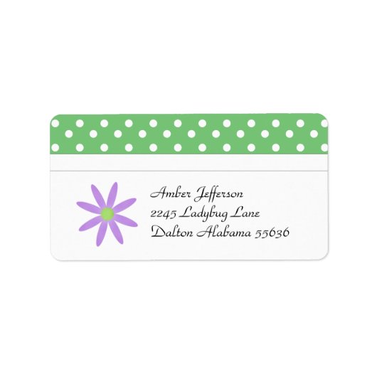 Bloem en Polka Dot Adresetiketten Etiket (Voorkant)